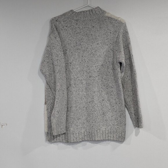 Tulchan Cable Knit Quarter Zip Sweater Cream Grey Tan Size Medium - Picture 2 of 3